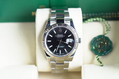 Rolex DateJust Stainless Steel Fluted Bezel 41mm Black Oyster Watch Only UNK 126334