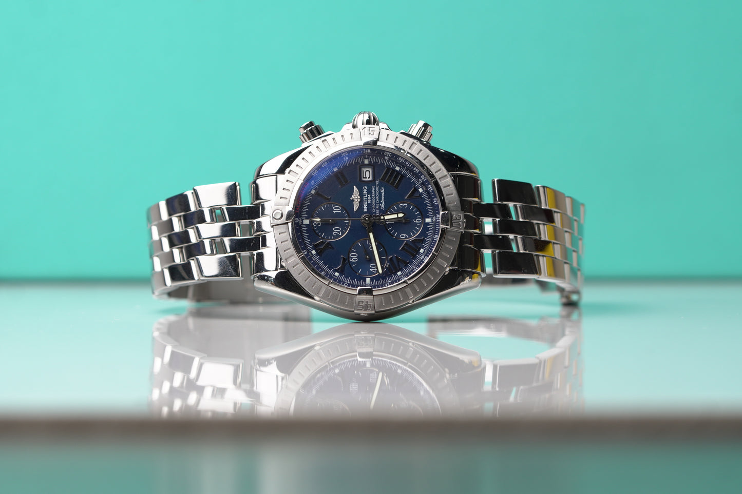 Breitling Chronomat Stainless Steel 44mm Blue Roman Bracelet Watch Only A13356