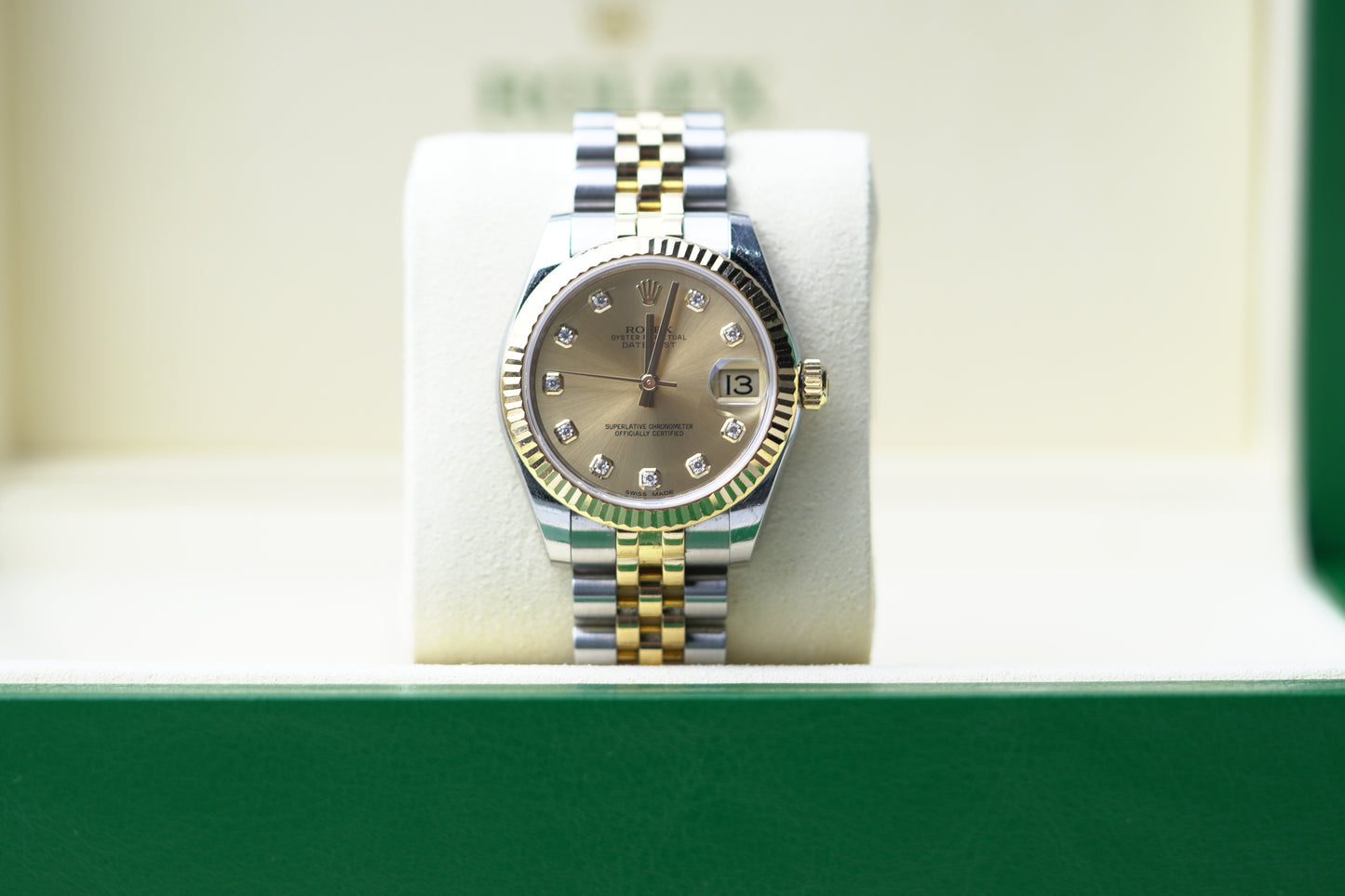 Rolex Datejust Two Tone Yellow Fluted Bezel 31mm Champagne Jubilee Watch Only UNK 178273