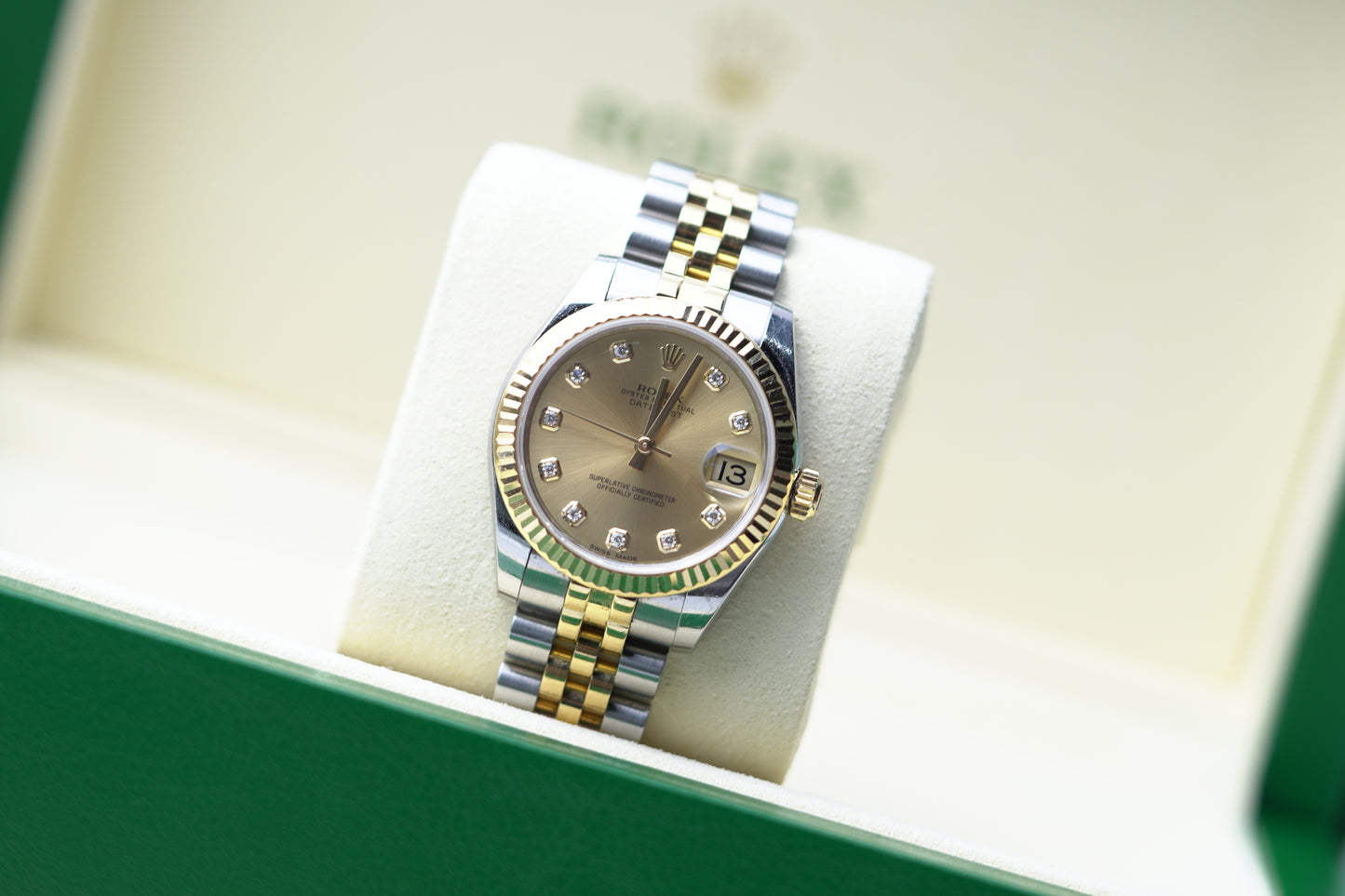 Rolex Datejust Two Tone Yellow Fluted Bezel 31mm Champagne Jubilee Watch Only UNK 178273