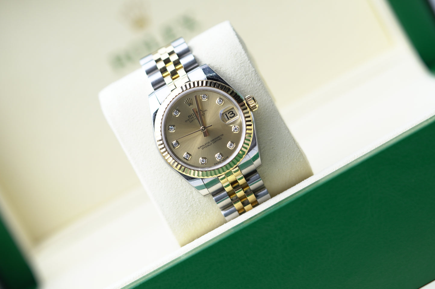 Rolex Datejust Two Tone Yellow Fluted Bezel 31mm Champagne Jubilee Watch Only UNK 178273