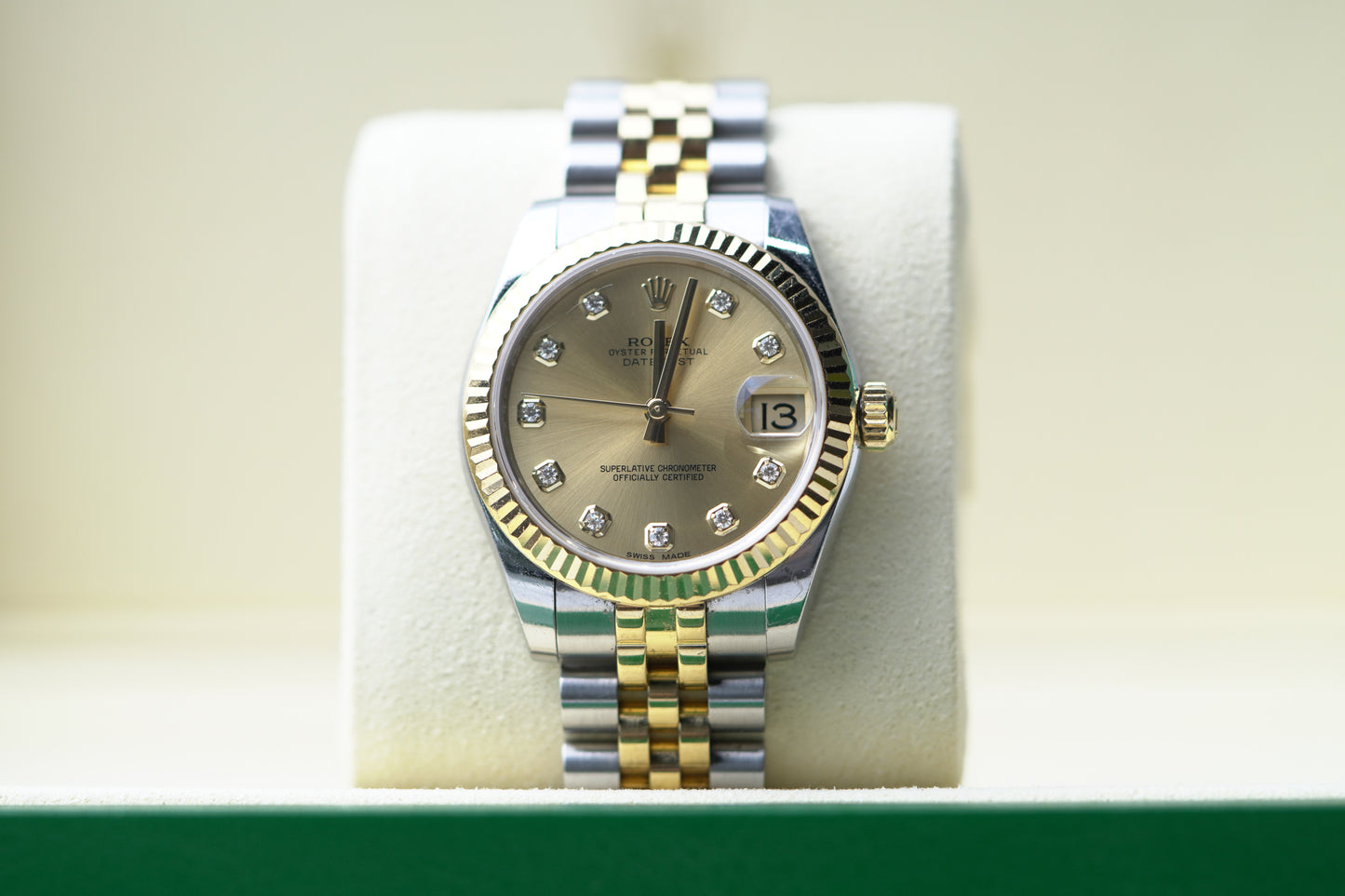 Rolex Datejust Two Tone Yellow Fluted Bezel 31mm Champagne Jubilee Watch Only UNK 178273