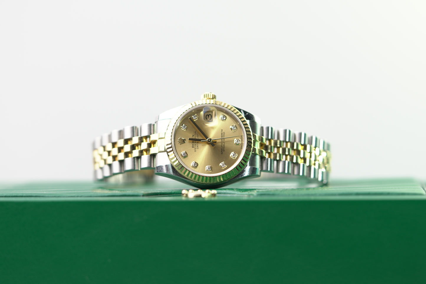 Rolex Datejust Two Tone Yellow Fluted Bezel 31mm Champagne Jubilee Watch Only UNK 178273