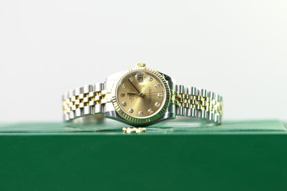 Rolex Datejust Two Tone Yellow Fluted Bezel 31mm Champagne Jubilee Watch Only UNK 178273