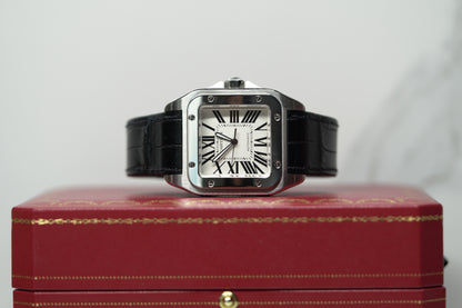 Cartier Santos XL Stainless Steel 41mm White Leather Watch Only W20073X8