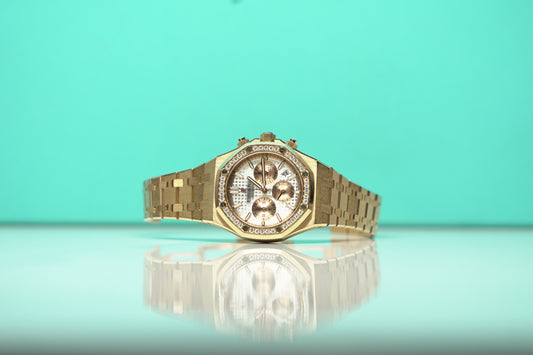 Audemars Piguet Royal Oak Offshore Rose Gold Diamond Bezel 38 White Bracelet Watch Only 26315OR