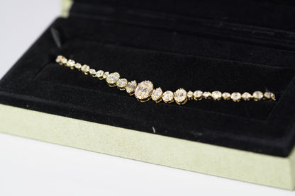 14KT 2.65CT DIAMOND ROUND BAGUETTE BRACELET YG