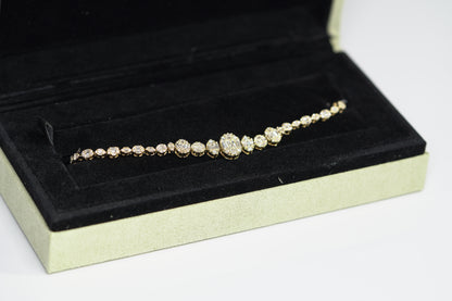 14KT 2.65CT DIAMOND ROUND BAGUETTE BRACELET YG