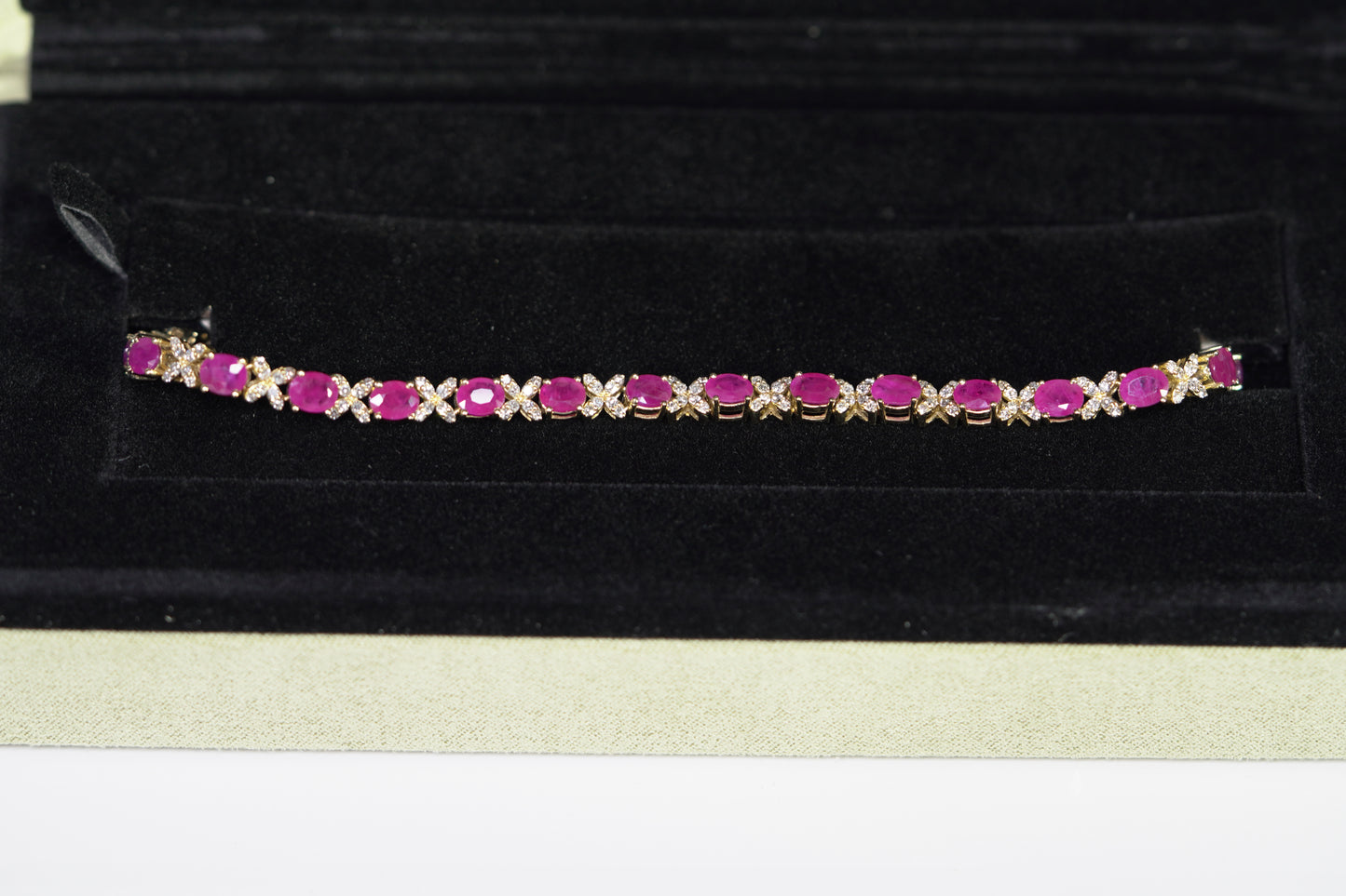 14KT 1.30CT DIAMOND RUBY BRACELET YG