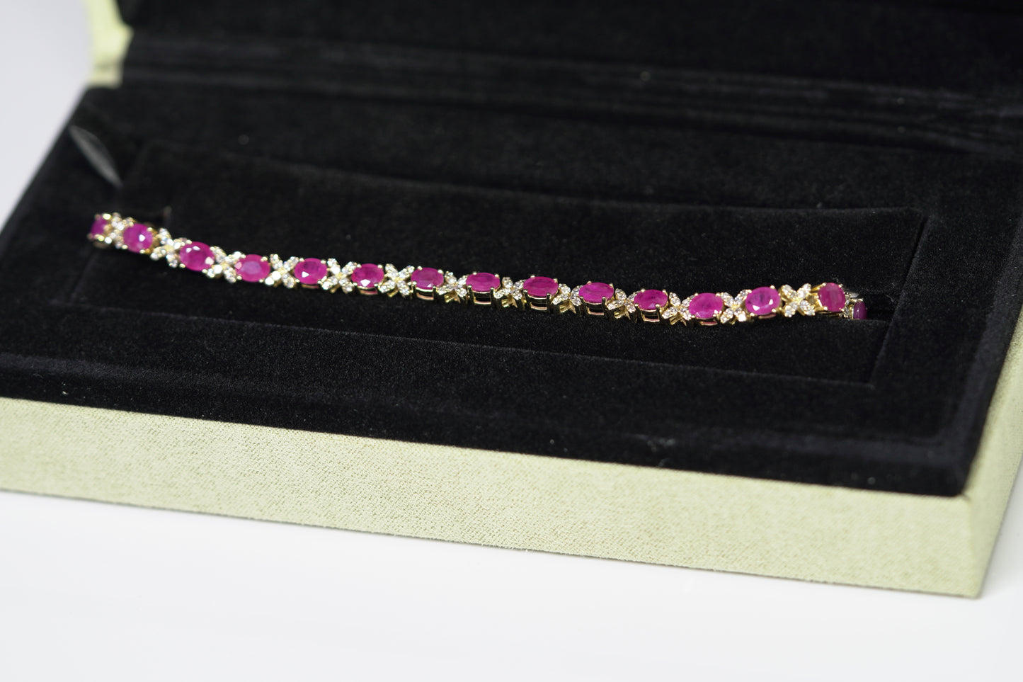 14KT 1.30CT DIAMOND RUBY BRACELET YG