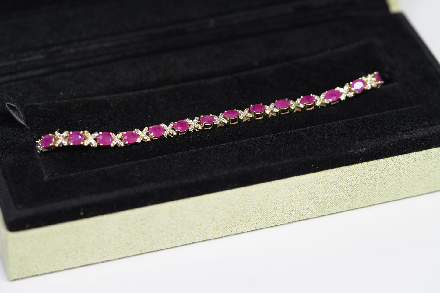 14KT 1.30CT DIAMOND RUBY BRACELET YG