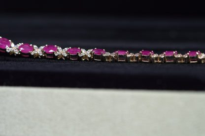 14KT 1.30CT DIAMOND RUBY BRACELET YG