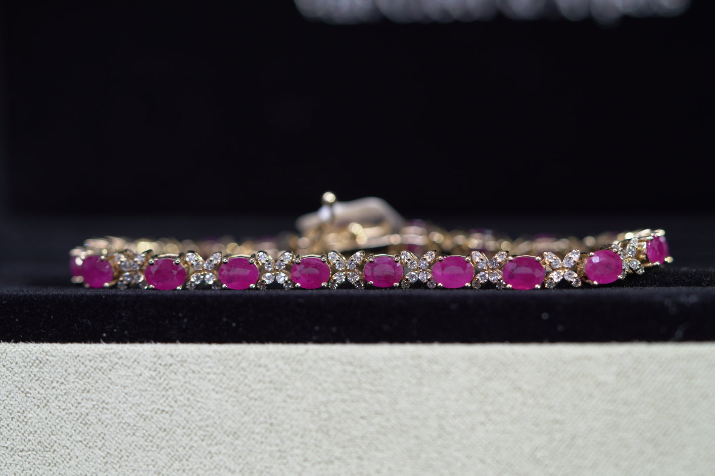 14KT 1.30CT DIAMOND RUBY BRACELET YG