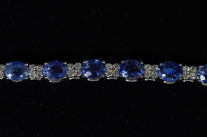 14KT 1.10CT DIAMOND SAPHIRE BRACELET WG