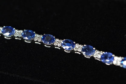 14KT 1.10CT DIAMOND SAPHIRE BRACELET WG