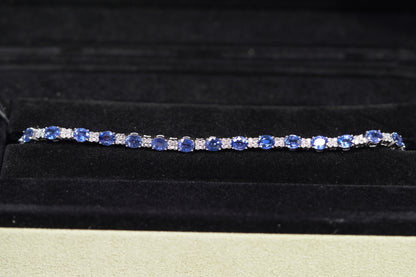 14KT 1.10CT DIAMOND SAPHIRE BRACELET WG