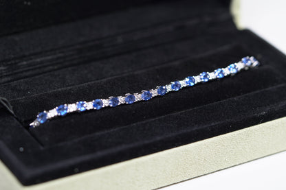 14KT 1.10CT DIAMOND SAPHIRE BRACELET WG