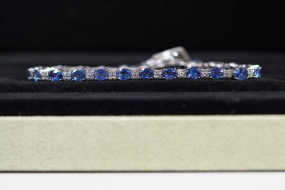 14KT 1.10CT DIAMOND SAPHIRE BRACELET WG