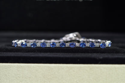 14KT 1.10CT DIAMOND SAPHIRE BRACELET WG