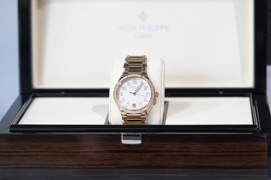 Patek Philippe Twenty-4 Rose Gold Diamond Bezel 36mm Silver Bracelet Box & Papers 2023 7300/1200R-010