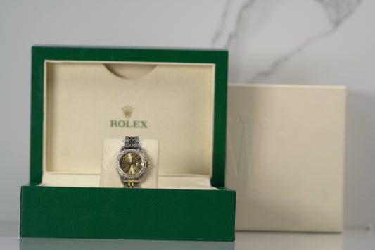 Rolex Datejust Two Tone Yellow Diamond Bezel 26mm Champagne Jubilee UNK 69173