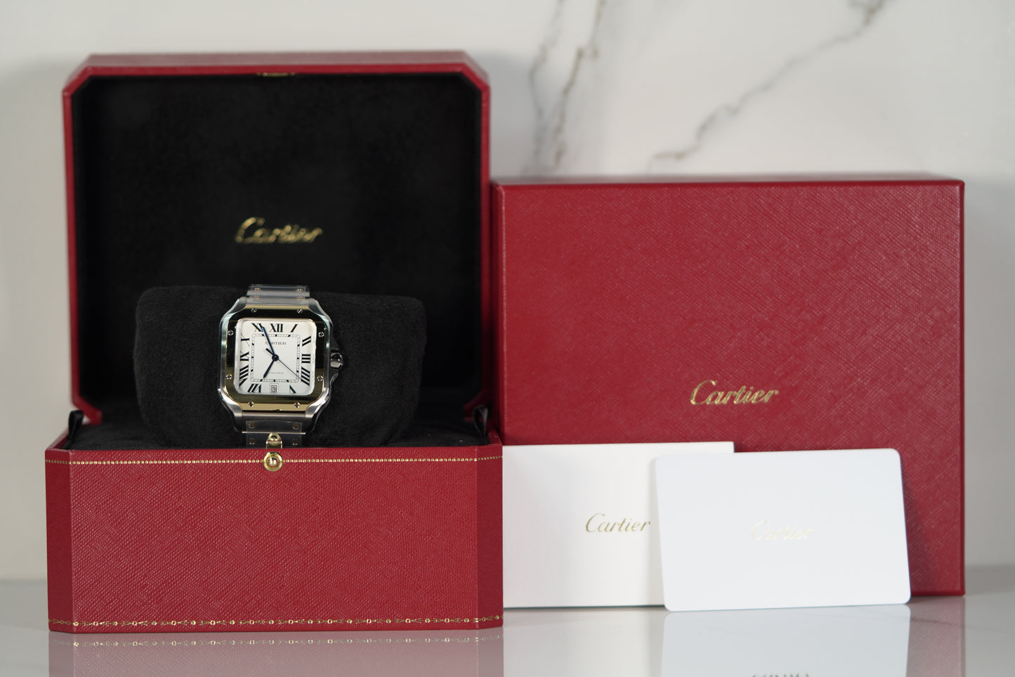 Cartier Santos Two Tone Yellow Large White Bracelet Box & Papers 2024 W2SA0009