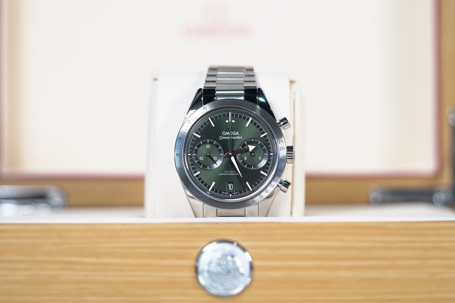 Omega Speedmaster 57 Stainless Steel 40mm Green Oyster Box & Papers 2024 33210415110001