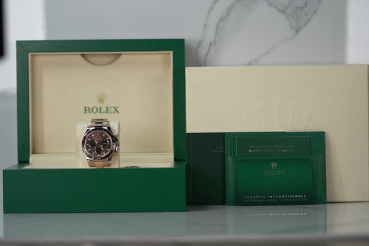 Rolex Daytona Rose Gold 40mm Chocolate Diamond Dial Oyster Box & Papers 2022 116505