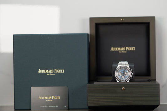 Audemars Piguet Royal Oak Stainless Steel Diamond Bezel 38mm Light Blue Bracelet Box & Papers 2024 26715ST.ZZ.1356ST.01