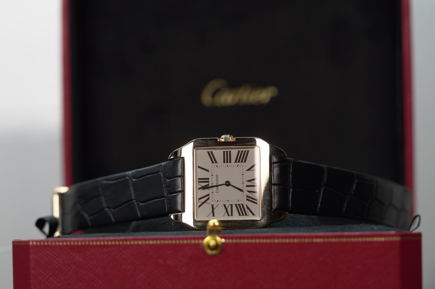 Cartier Santos Dumont Rose Gold Large Grey Leather Papers 2023 W2006951