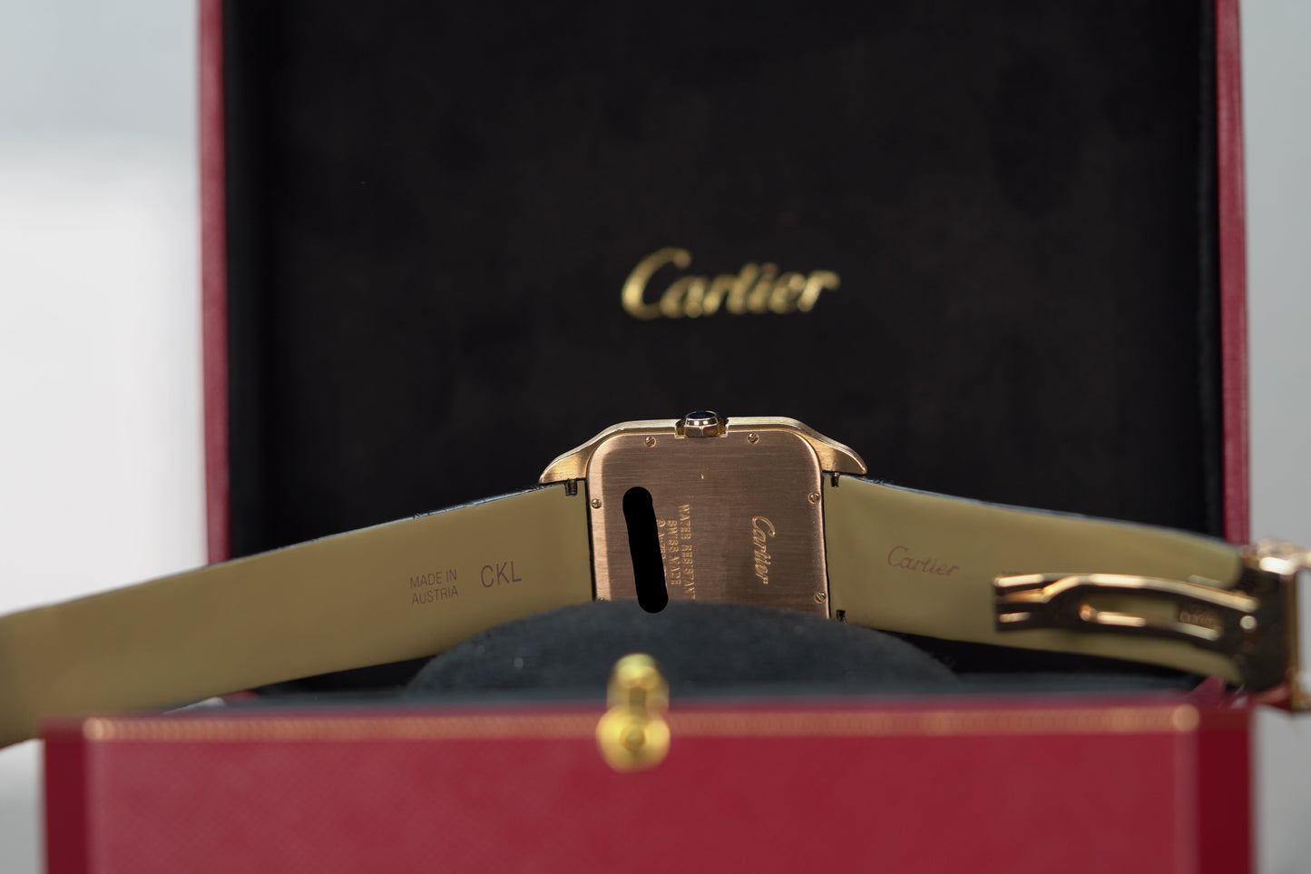 Cartier Santos Dumont Rose Gold Large Grey Leather Papers 2023 W2006951