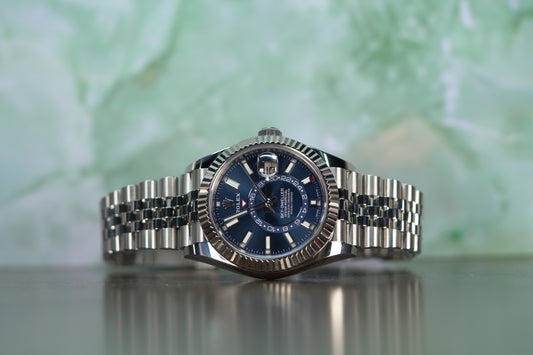 Rolex Skydweller Stainless Steel Fluted 42mm Blue Jubilee Watch Only UNK 336934