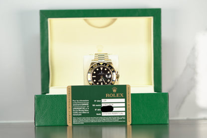 Rolex GMT Master II Yellow Gold 40mm Black Oyster Papers 116718LN