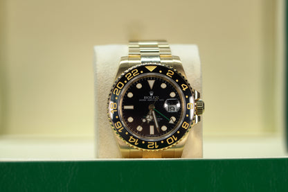 Rolex GMT Master II Yellow Gold 40mm Black Oyster Papers 116718LN