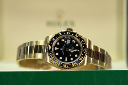 Rolex GMT Master II Yellow Gold 40mm Black Oyster Papers 116718LN