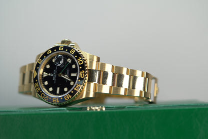 Rolex GMT Master II Yellow Gold 40mm Black Oyster Papers 116718LN