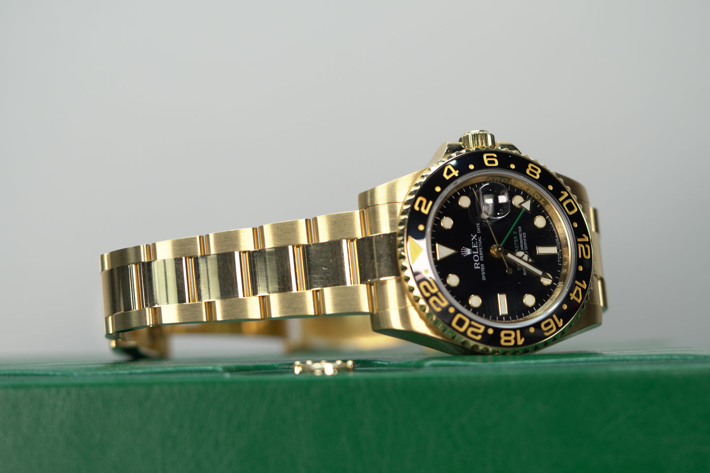 Rolex GMT Master II Yellow Gold 40mm Black Oyster Papers 116718LN