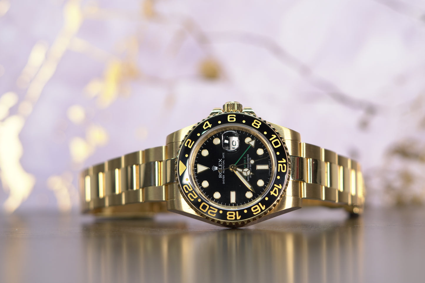 Rolex GMT Master II Yellow Gold 40mm Black Oyster Papers 116718LN