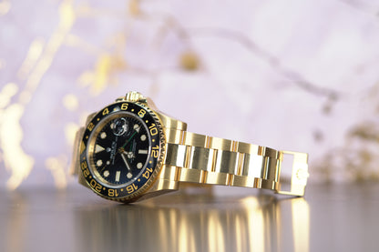 Rolex GMT Master II Yellow Gold 40mm Black Oyster Papers 116718LN