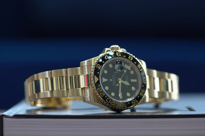 Rolex GMT Master II Yellow Gold 40mm Black Oyster Papers 116718LN