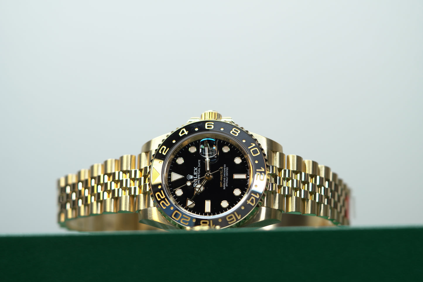 Rolex GMT Master II Yellow Gold 40mm Black Jubilee Box & Papers 126718GRNR