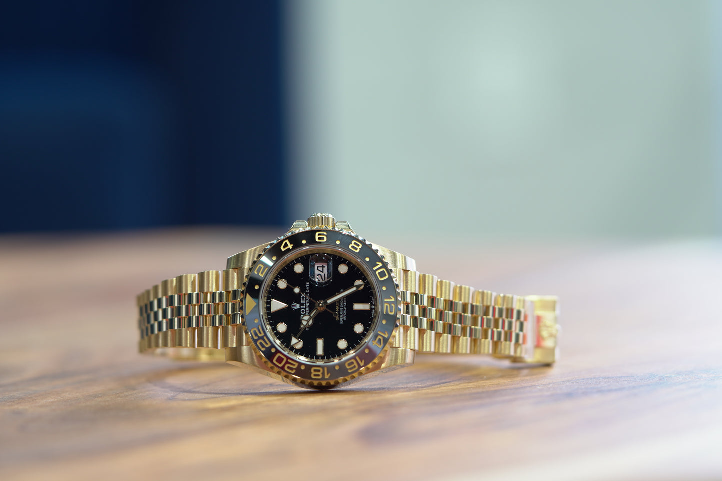 Rolex GMT Master II Yellow Gold 40mm Black Jubilee Box & Papers 126718GRNR