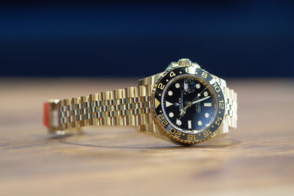 Rolex GMT Master II Yellow Gold 40mm Black Jubilee Box & Papers 126718GRNR