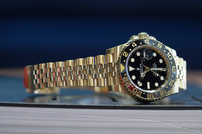 Rolex GMT Master II Yellow Gold 40mm Black Jubilee Box & Papers 126718GRNR