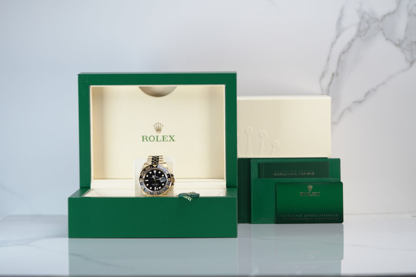 Rolex GMT Master II Yellow Gold 40mm Black Jubilee Box & Papers 126718GRNR