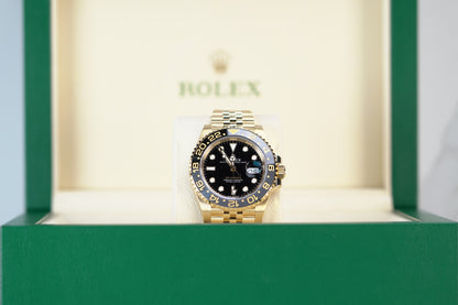 Rolex GMT Master II Yellow Gold 40mm Black Jubilee Box & Papers 126718GRNR