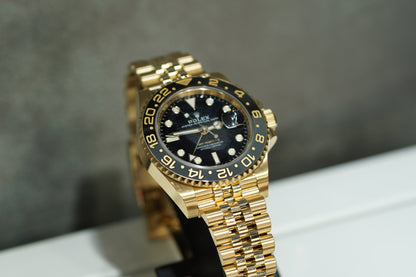 Rolex GMT Master II Yellow Gold 40mm Black Jubilee Box & Papers 126718GRNR