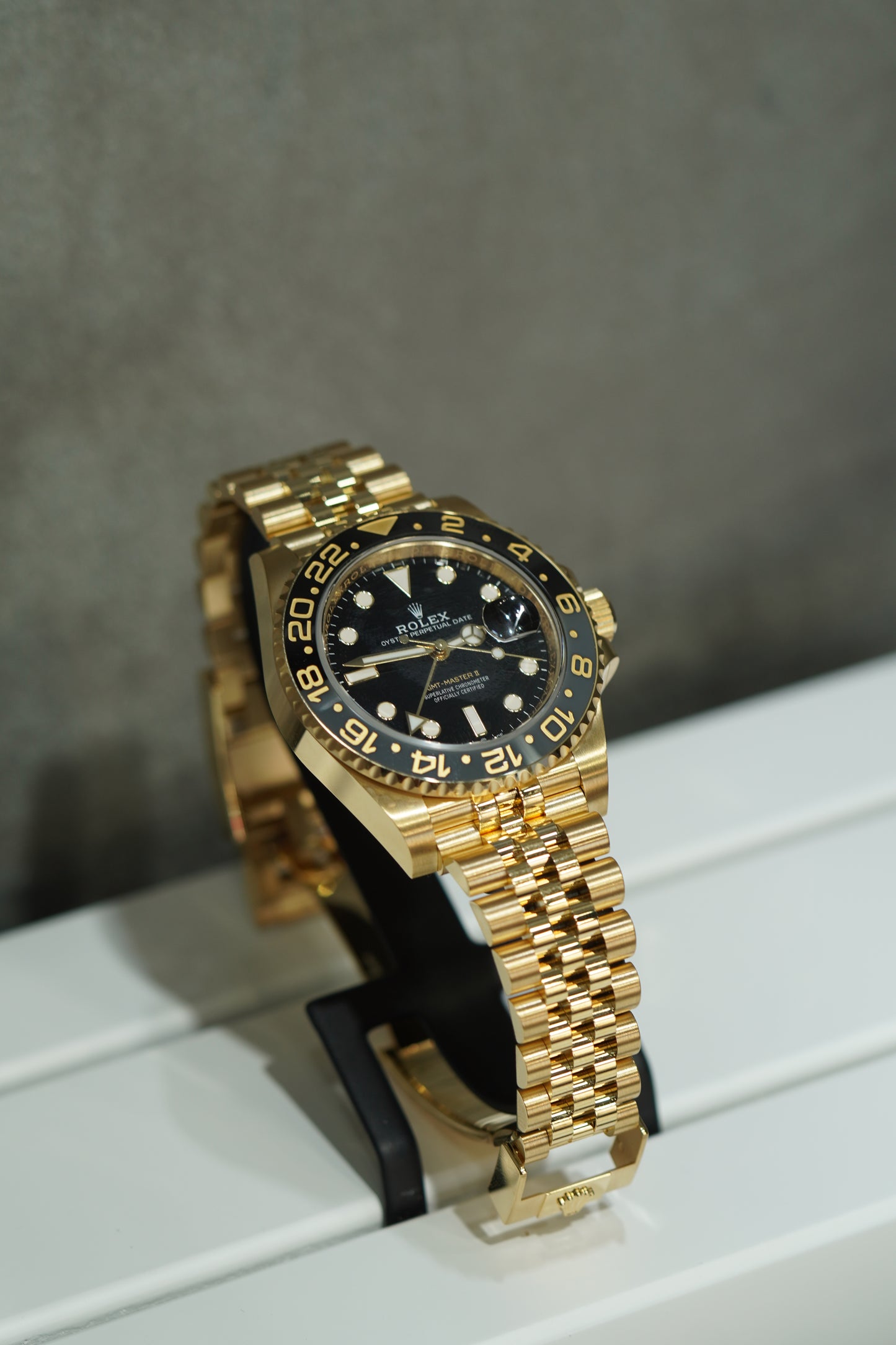 Rolex GMT Master II Yellow Gold 40mm Black Jubilee Box & Papers 126718GRNR