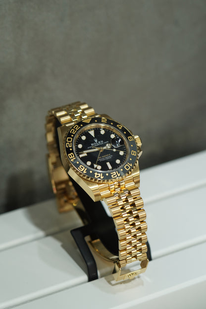 Rolex GMT Master II Yellow Gold 40mm Black Jubilee Box & Papers 126718GRNR