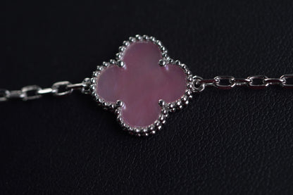 Silver Pink Clover Bracelet 8.5g